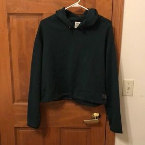 Pink Victoria’s Secret brand size large green pull over hoodie